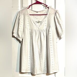 Chic Cream Eyelet Blouse